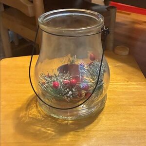 Glass Lantern with Festive Decor